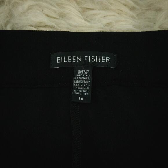 Eileen Fisher Size 16 Black Culotte Crop Wide Leg Pull On System Knit Pants - Picture 3 of 5